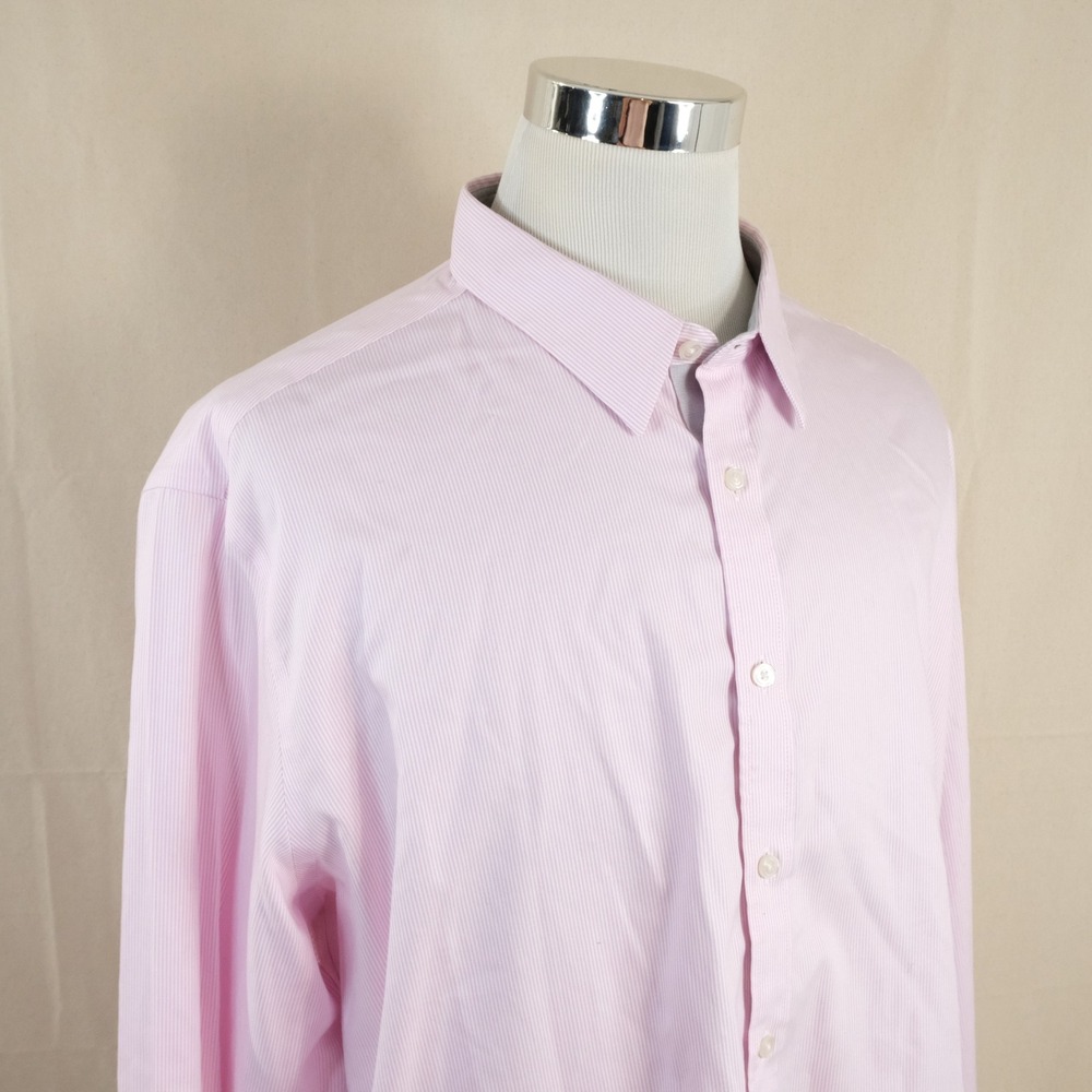 UNTUCKit 3XL Wrinkle Free Button Front Shirt Pink Striped 100% Cotton Mens